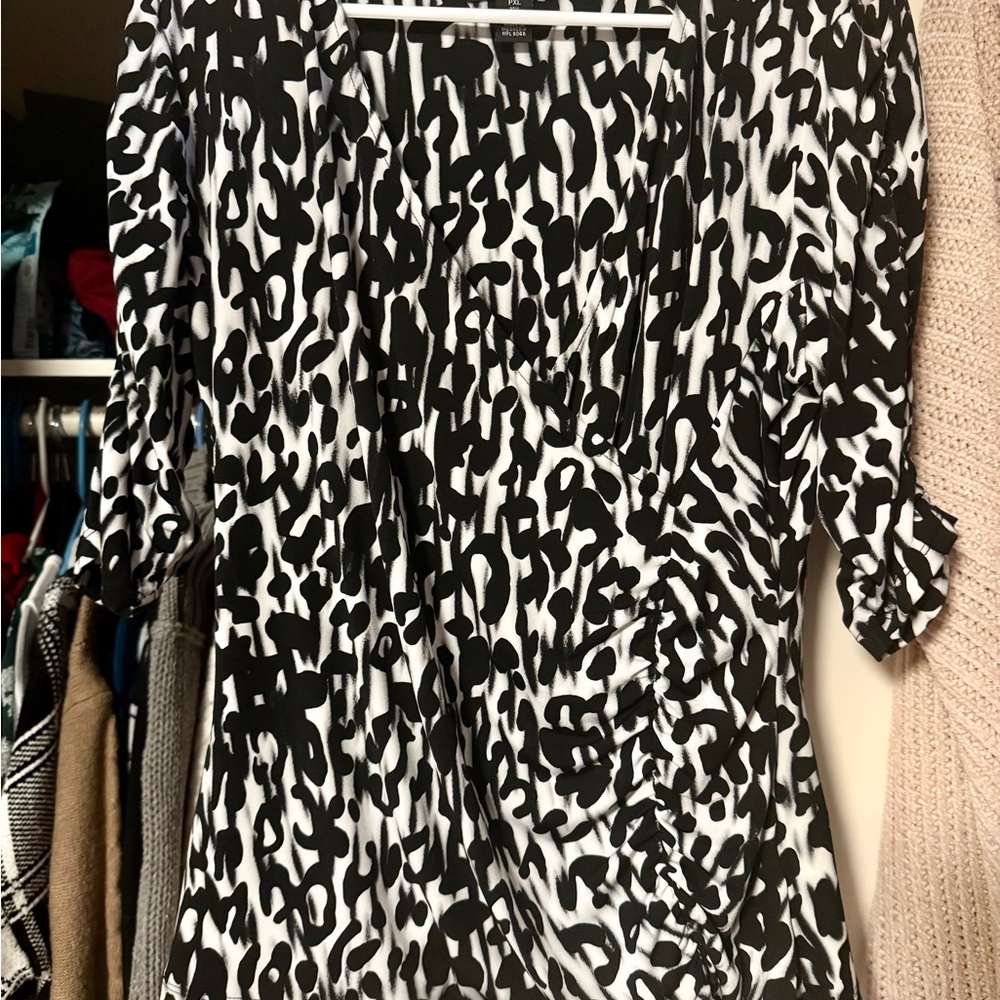 Black and White Animal Print Blouse